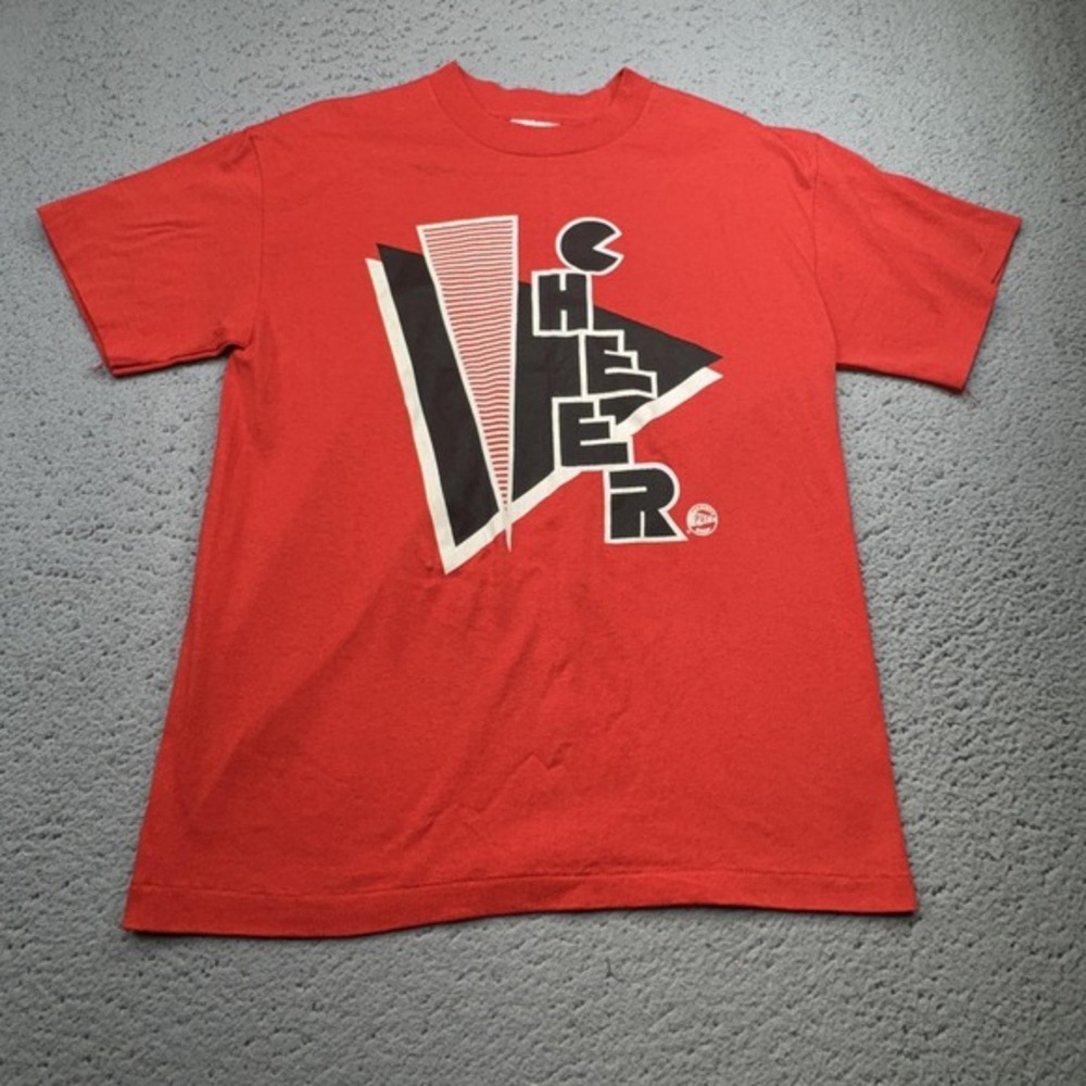 Vintage Cheer Shirt Mens Medium‎ Red Varsity Pats Shop Tee Jays Made USA 90s